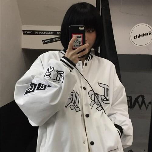 Spring Autumn Baseball Uniform Women Jacket Men Loose Hong Kong Style Korean Trend Harajuku Style Student Jacket Spring Ins 2021