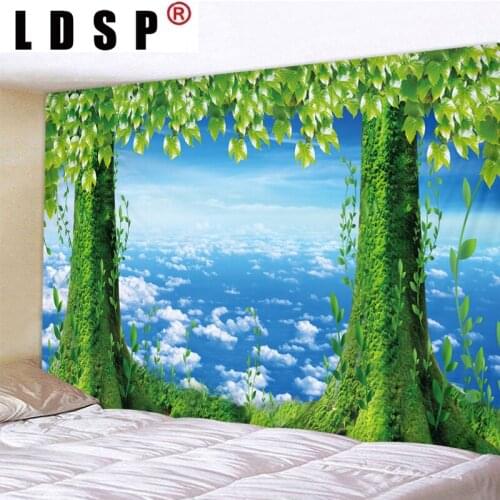 LDSP Sky Green Vine Digital Printed Tapestry Wall Hanging Wall Covering Rugs Background Cloth Beach Mat Blanket Home Decor