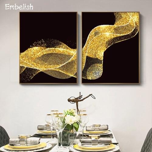 Hot Selling Nordic Style Golden Line Mix Colors Modern Home Decor Posters For Living Room Wall Pictures HD Print Canvas Painting