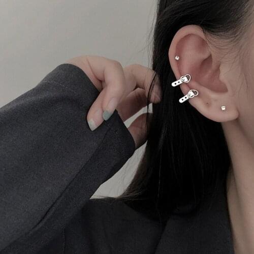 Lovablegirls Vintage Heart Belt Buckle Waistband Small Ear Clip Earrings For Women No Piercing Punk Ear Cuff Clip Earrings