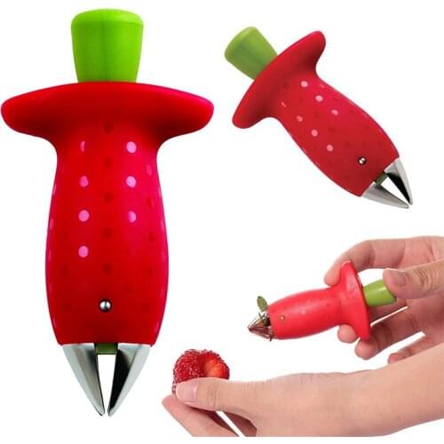 Strawberry Hullers Metal Plastic Fruit Leaf Remover Tomato Stalks Strawberry Knife Stem Remover Gadget Kitchen Cooking Tool Hot