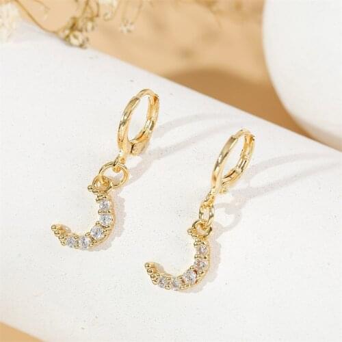 Trendy Moon Small Drop Earrings For Women Girls High Quality Cubic Zirconia CZ Zircon Gold Color Metal Copper Dangle Earring