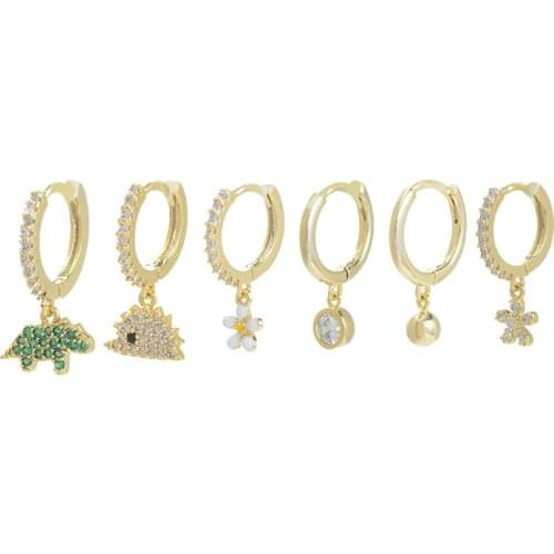 Fashion Cute Flower Drop Earrings Set 6 Pcs Hoop Earrings For Women Party Jewelry Gift