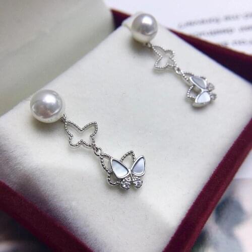 Butterfly Trendy 925 Sterling Silver Stud Earrings Findings Settings Base Mountings Parts Mounts for Pearls Agate Coral Beads