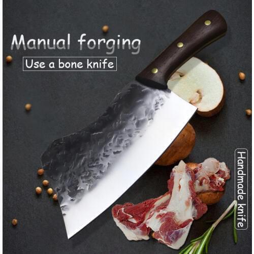 PEGASI Kitchen knife set with bone cutter bone cutter meat slicing knife double edged sharp hand forging knife