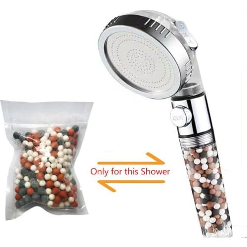 EHEH SPA Shower Water Saving 3 Modes Adjustable High Pressure Shower Head Tourmaline Replaceable Filter Switch Button Shower