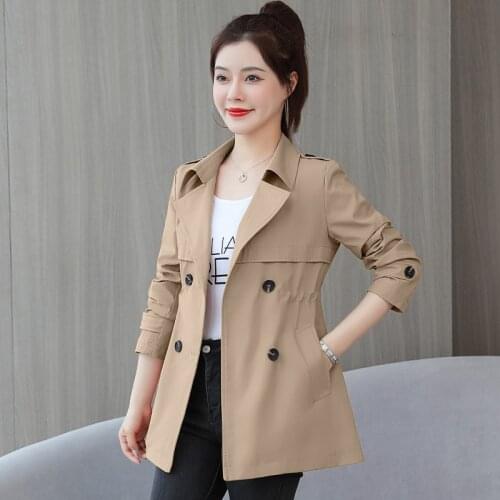 2021 New Autumn Women Jacket Windbreaker Female Korean Double breasted Basic Jackets Loose Basic Coat Casual Outwear Plus Size