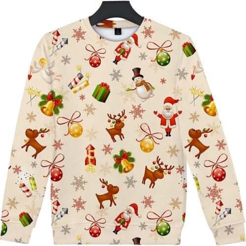 New Trendy 3D O-Neck Sweatshirts Men Women Spring Autumn Fashion Inside Clotes Cool Christmas Tops Christmas hatless Sweatshirts