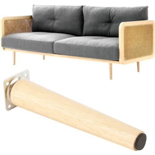 4 Pcs Solid Wood Furniture Legs Slanting Straight Feet Sofa Coffee Table Cabinet Leg with Metal Plates Screws 8/15/20cm High