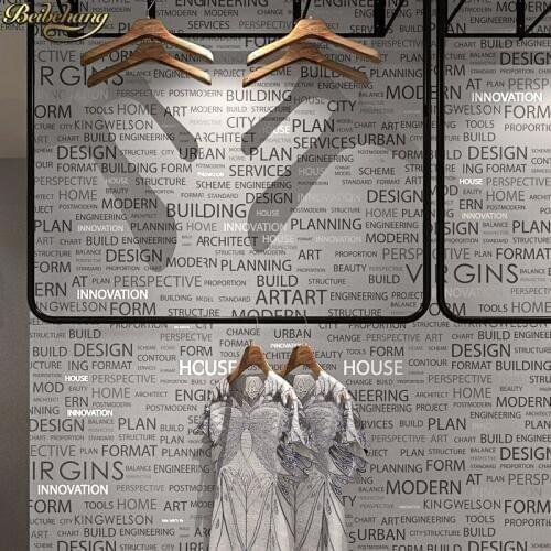 Beibehang English alphabet wallpaper retro nostalgic 3d stereo personality fashion black bedroom background wall papel de parede