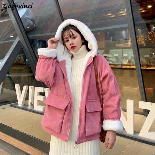 Coat Women Coats and Jackets Corduroy Plus Size Pink Clothing Thicker Warm Sweet Womens Jacket Corduroy Korean Fashionable
