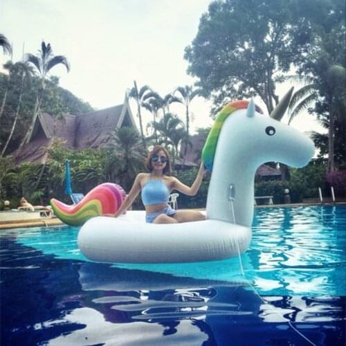 Floating Mat Unicorn Pool Inflatable Mattress Swimming Ring Swimming Circle Floating Bed Beach Pool Party Toys Air Raft WaterBed