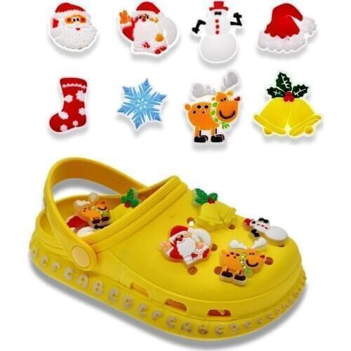 10pcs PVC Croc Charms Decorations Glow Up Christmas Combination Accessories Fluorescence JIBZ Croc Shoe Charms X-mas Gift