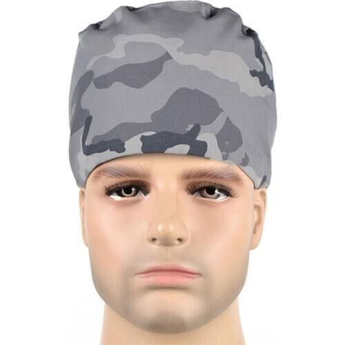 Army Green Digital Camo Scrub Caps Men Scrubs Hat Nursing Skull Tieback Working Cap 100% Cotton with Sweatband Adjustable Hats