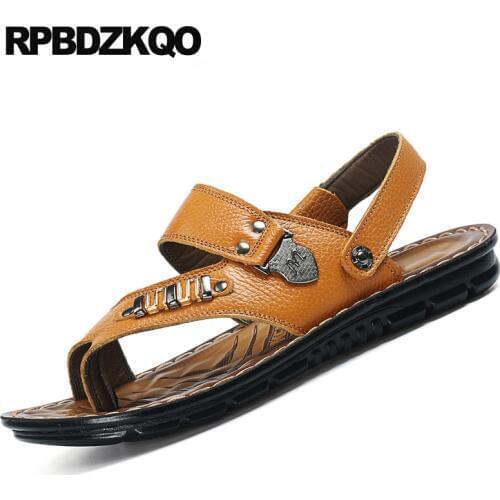 Slippers Roman Metal Slip On Runway Toe Loop Native Shoes Flip Flop Outdoor Leather Men Gladiator Sandals Summer Slides Italian