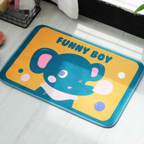 Cute Cartoon Animal Printed Elephant Cat Rabbit Bird Kitchen Bathroom Non-slip Foot Pad Living Room Absorbent Doormat Floor Mat