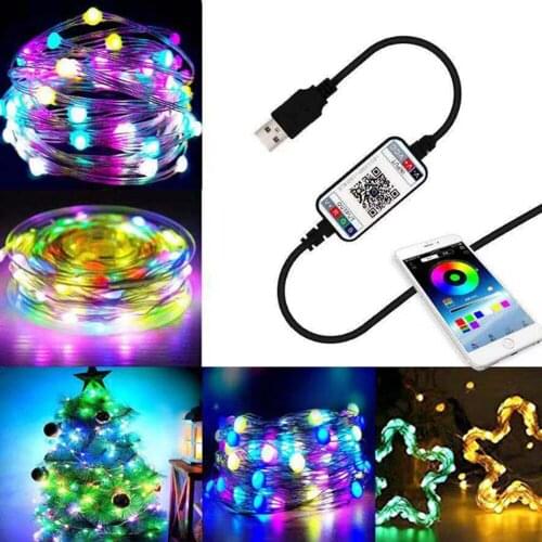 Bluetooth-compatible USB LED Fairy String Addressable Individually Christmas Wedding Party Light WS2812B SK6812 IC Pixels RGB