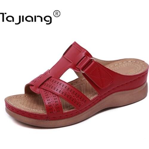 Ta Jiang New comfortable leisure wind sandals cross massage slope heel fashionable womens sandals beach shoes T298-1