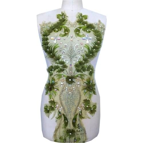 Gorgeous Beaded Rhinestone Large 3D Flower Embroidery Applique Patches Sew On Motif Lace Fabric Patches Costume Decor