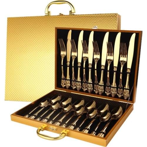 Gold Tableware Set Knife Spoon Fork Dinnerware Set Stainless Steel Luxury Table Cutlery Kitchen Flatware Set Zero Waste Gift