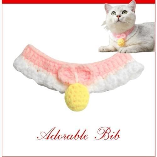 1pc Handmade Fashion Crochet Wool Neckerchief for Cute Pet Dog Cat Bells Decoration Collar Neckerchief Pet Dog Accessories