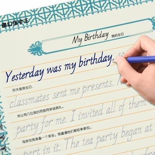 2 Books/Set English Ltalic Font Calligraphy Exercise copybook Handwriting Copy Book Learn English For Adults Beginner Libros