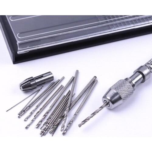 20Pcs/lot High Speed Steel HSS Mini Drill Bit Set Micro Twist Drill Bits Plastic/Wood Drilling 0.3-1.6mm With Keyless Chuck