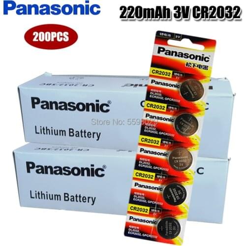 200pcs Panasonic Original cr2032 Button Cell Batteries 3V Coin Lithium Battery For Watch Remote Control Calculator cr2032