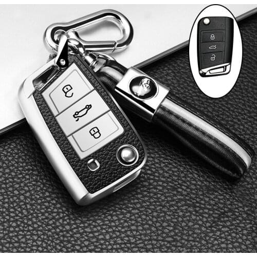 2021 New Soft TPU Car Key Case Cover For Volkswagen VW Golf 7 MK7 Tiguan mk2 for Skoda Octavia A7 Kodiaq 2017 2018 2019