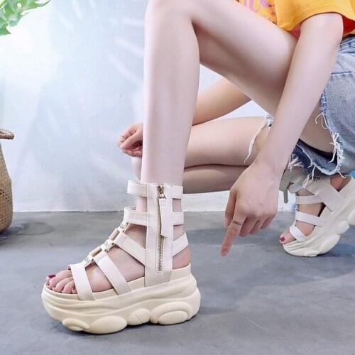 2021 Hollow Out Gladiator Platform Sandals Women Wedge High Heels Summer Shoes Woman Punk Chunky Sandalias for Women Heels Women