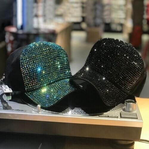 Fashion Women Rhinestone Hats Female Baseball Cap Bling Diamond hat Personality Girl Snapback Cap Gorras
