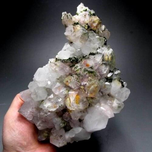 2500g Phantom Quartz Cluster w/ Epidot - crystals and stones healing Mineral specimen Home Decor feng shui decoration