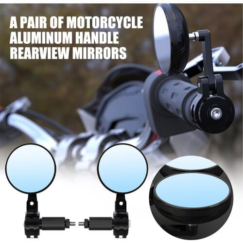 2PCSMotorcycleUniversalCNCAluminumRearView3"HandleBarEnd7/8"MirrorsMotorbikeMotoRearviewMirrorSideViewMirrors