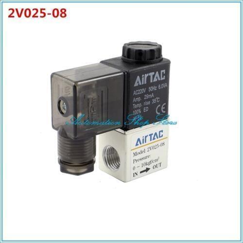 2V025-08 2Port 2Pos 1/4" BSP Electrical Hex Pneumatic Control Air Solenoid Valve Coil 12V 24V 110V 220V 50HZ 6VA
