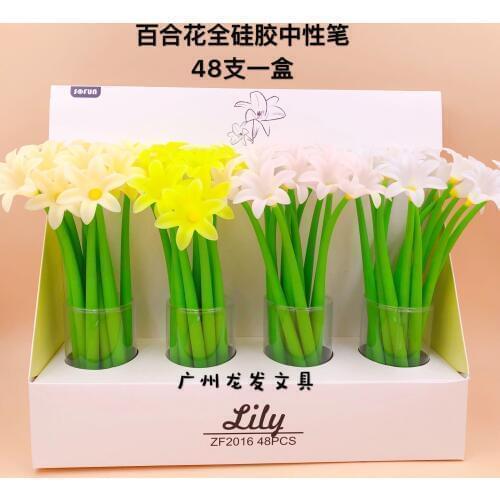 48pcs Gel Pens lily black gel-ink Pen Student pens for writing Cute stationery office school supplies