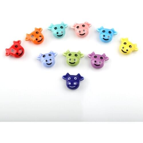 5pcs Cow Shape Ceramic Beads Hand Painted Cute Animal Pattern Beads For Jewelry Making Bracelets Handmade DIY Accessories
