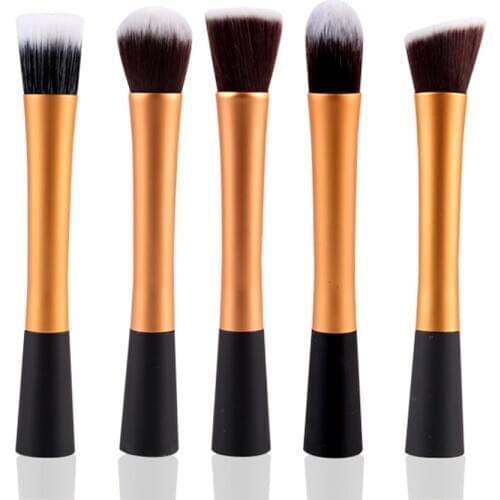 5PCS Cosmetic Soft Synthetic Hair Foundation Brush Tools Kit Gold CLSK