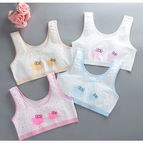 5pcs Teen Girl Sports Bra Kids Top Camisole Underwear Young Puberty Small Training Bra For 8-14years