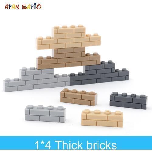 50pcs DIY Building Blocks Thick wall Figures Bricks 1x4 Dots Educational Creative Size Compatible With Brands Toys for Children