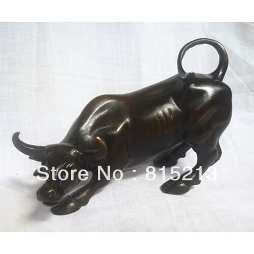 Wang 000152 Small Wall Street Bronze Fierce Bull OX Statue