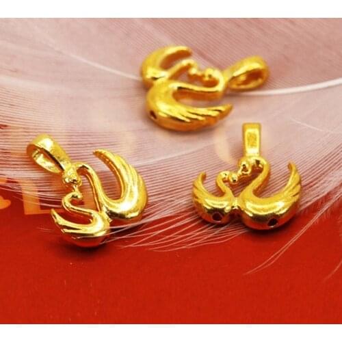YUNLI Pure 24k 999 Gold Pendant Necklace Real Gold Little Swan Design for Women Fine Jewelry Gifts