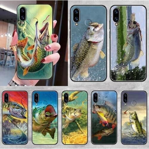 Fish ART Fishing Phone case For Huawei Honor 6 7 8 9 10 10i 20 A C X Lite Pro Play black silicone coque trend funda art hoesjes