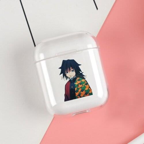 Demon Slayer Giyu Tomioka Cases For Apple AirPods 1 2 Case Clear Wireless Bluetooth Earphone Case Protective Shell