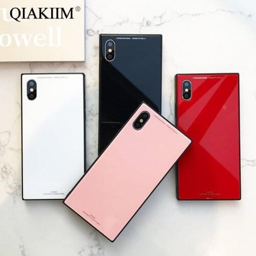 Fashion Square Tempered Glass Case For iPhone X XS 11 Pro Max XR 12 8 7 6 6S Plus Cover 2019 Luxury Shockproof Armor Phone Cases
