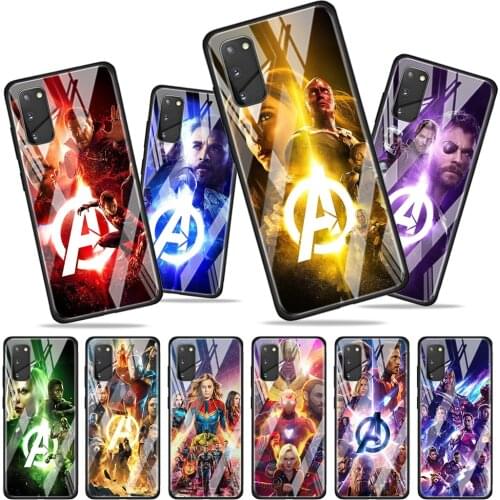Marvel hero color for Samsung Galaxy S20 FE Ultra Note 20 S10 Lite S9 S8 Plus Luxury Tempered Glass Phone Case Cover