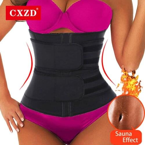 CXZD Women Waist Trainer Fitness Sauna Sweat Neoprene Slimming Belt Girdle Shapewear Modeling Strap Zipper Body Shaper