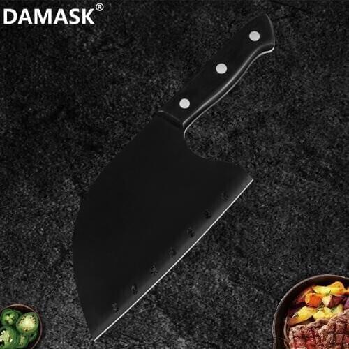 Damask Full Tang Chef Knife Handmade Forged High-carbon Clad Steel Butcher Knives Cleaver Filleting Slicing Kitchen Cooking Tool