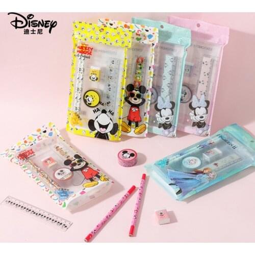 Disney Mickey Cartoon Childrens Stationery Tape Pencil Eraser Straightedge Combination Set Student School Opening Gift Pack