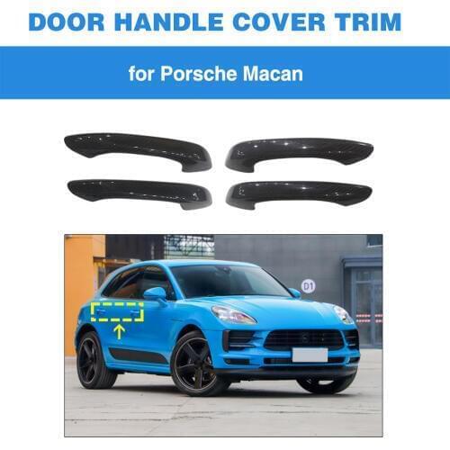 For Porsche Macan 95B 2018- 2019 Car Door Handle Cover Trim Without Smart Key LHD Real Carbon Fiber
