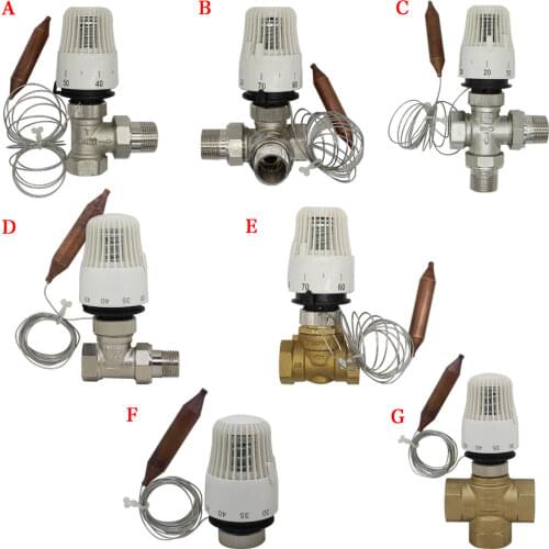 DN15-DN32 Brass2/3wayStraight thermostatic radiator valve for heating system temperature controller valve energy save30-70degree